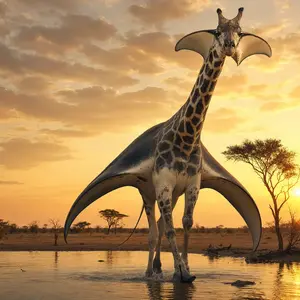 Giraffe + Manta ray